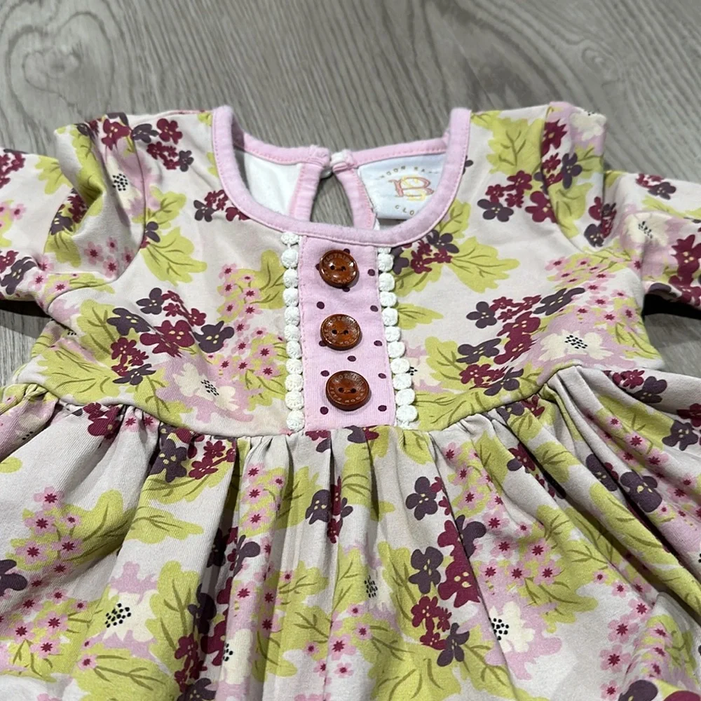 Swoon Baby‎ Clothing Purple and green Floral Dress & ruffle button leggings 18M
